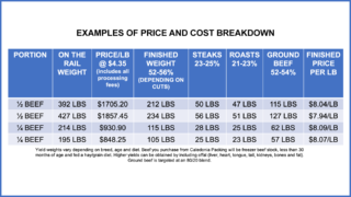 Caledonia Packing Freezer Beef examples of price and cost breakdown chart