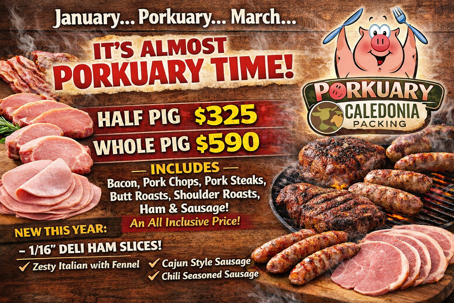 Porkuary Time at Caledonia Packing 2026 banner